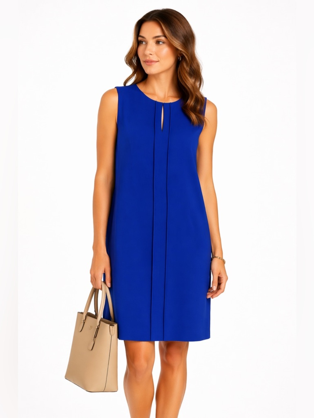 Calvin Klein Blue Sheath Dress Keyhole Sleeveless Work Office 10